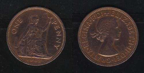 1 пенни 1962 Великобритания