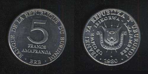 5 франков 1980 Бурунди