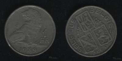 1 франк 1939 Бельгия