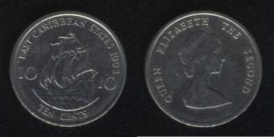 10 центов 1993 Восточные Карибы
