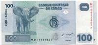 100 франков 2007 Конго 