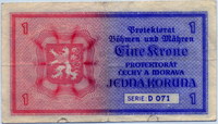 1 крона 1941 оккупация (D-071) Богемия и Моравия 