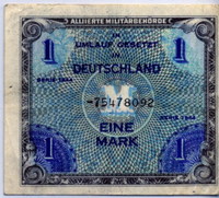 Оккупация зона Советская 1 марка 1944 (092) Германия 