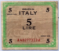 Оккупация 5 лир 1943 1 вар (313) Италия 