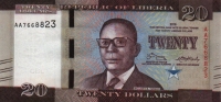 20 долларов 2016 Новый дизайн Либерия 