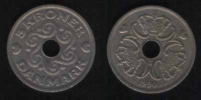 5 крон 1990 Дания