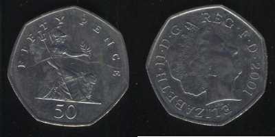 50 пенсов 2001 Великобритания