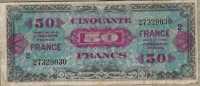 Оккупация союзников 50 франков 1944 (030) Франция 